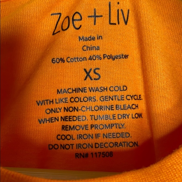 Zoe + Liv Orange Pumpkin Spooky Halloween Tee Juniors XS NEW - Picture 6 of 9